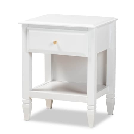 Baxton Studio Naomi and Transitional White Finished Wood 1-Drawer Bedroom Nightstand 168-10822